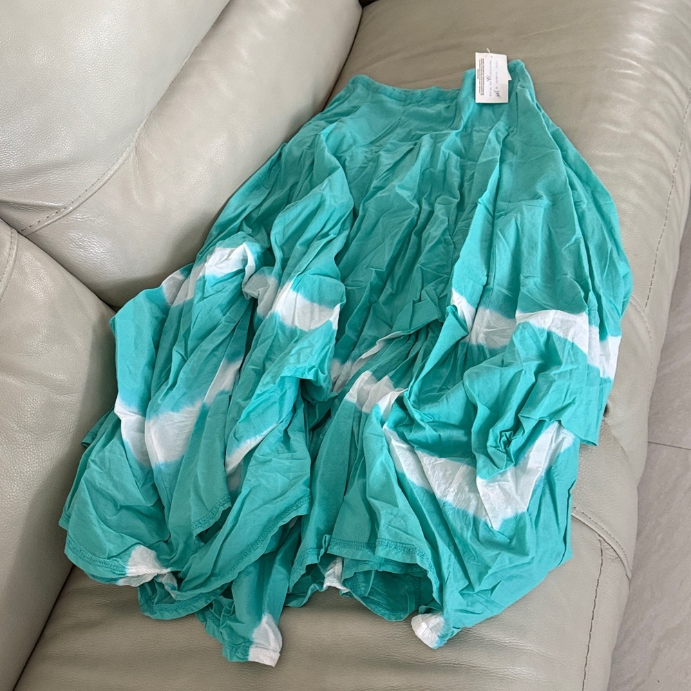 Luna Luz Teal and White Maxi Skirt